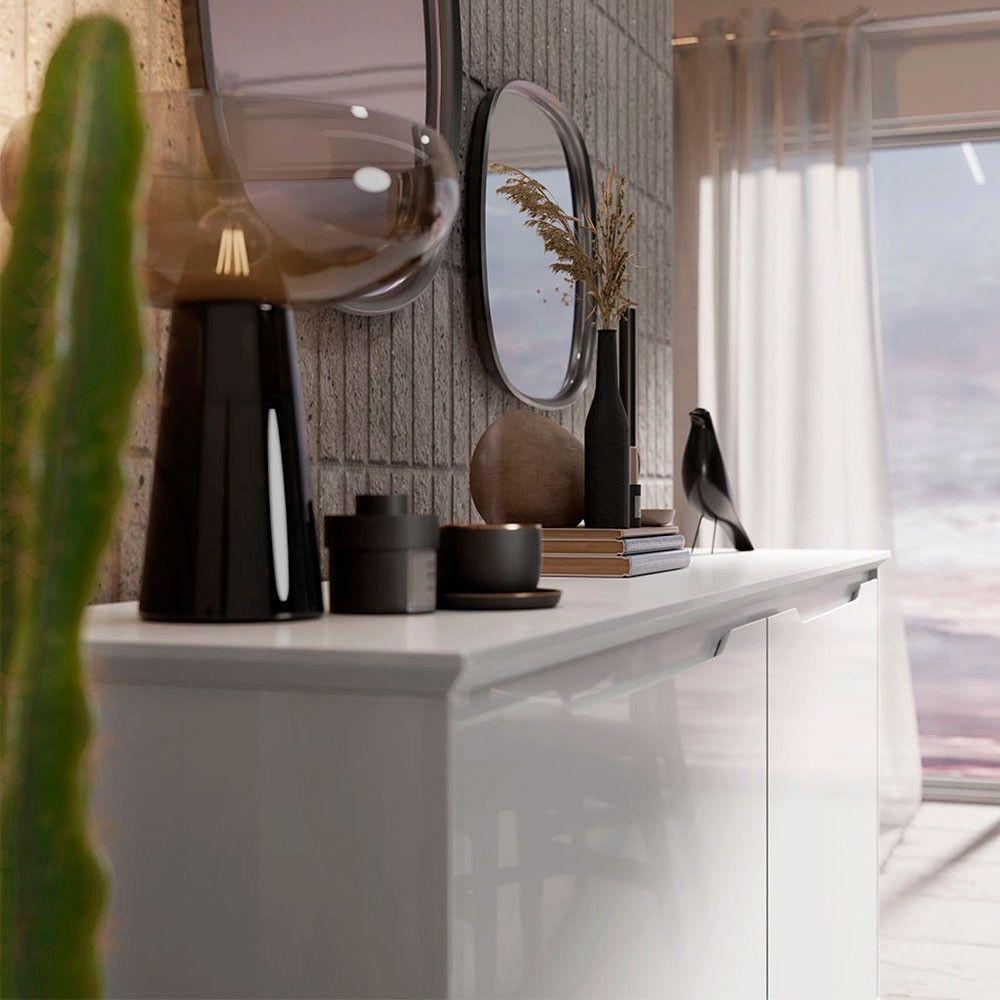 Aparador Buffet Flow 4 Portas Pés Madeira Maciça Ej Móveis Branco - 4