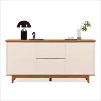 Aparador Buffet Flow 2 Portas 2 Gavetas 163cm Ej Móveis Off White Freijó - 1