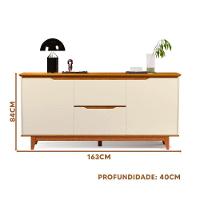 Aparador Buffet Flow 2 Portas 2 Gavetas 163cm Ej Móveis Off White Freijó - 3