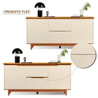 Aparador Buffet Flow 2 Portas 2 Gavetas 163cm Ej Móveis Off White Freijó - 5