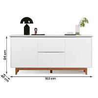 Aparador Buffet Flow 2 Portas 2 Gavetas 163cm Ej Móveis Branco - 4