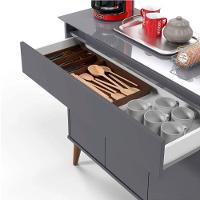 Aparador Buffet Zeus Retrô 3 Portas 1 Gaveta Ej Móveis Preto - 2