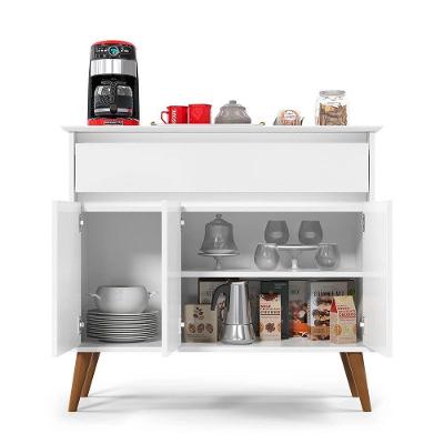 Aparador Buffet Zeus Retrô 3 Portas 1 Gaveta Ej Móveis Branco