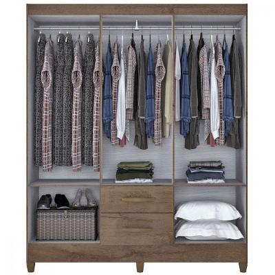 Guarda Roupa Casal Real 6 Portas 2 Gavetas Mocaccino Rústico Off White Atualle Móveis