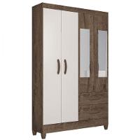 Guarda Roupa Solteiro Real 4 Portas 2 Gavetas Atualle Móveis Mocaccino Rústico Natura Off White - 1