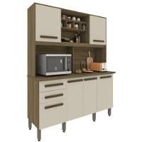 Cozinha Compacta Luna Em MDP 6 Portas 2 Gavetas Imop Móveis Nogal Off White - 1