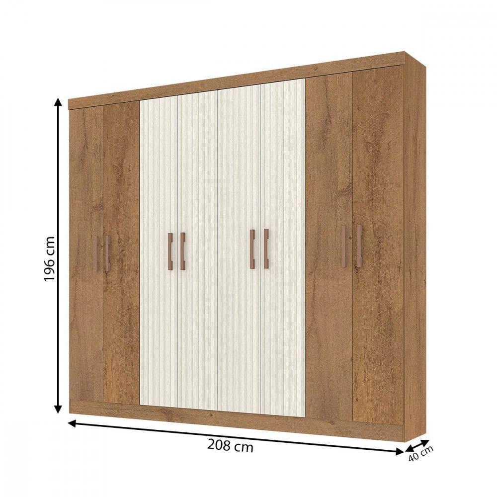 Guarda Roupa Casal Petropolis 8 Portas 2 Gav Atualle Móveis Canelato Rustico Natura Off White - 2