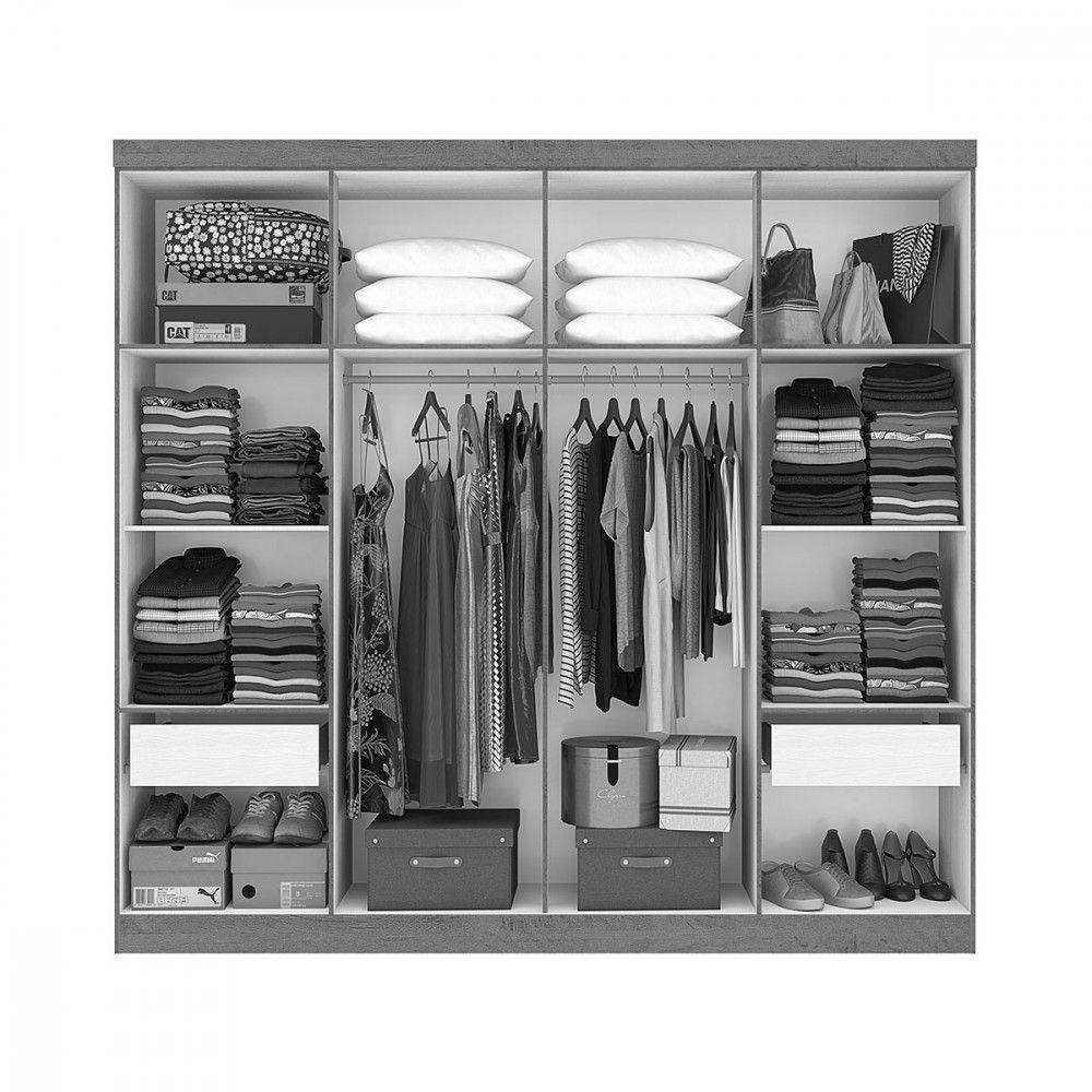 Guarda Roupa Casal Petropolis 8 Portas 2 Gav Atualle Móveis Canelato Rustico Natura Off White - 3