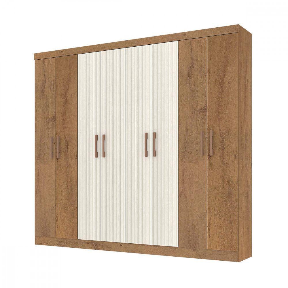 Guarda Roupa Casal Petropolis 8 Portas 2 Gav Atualle Móveis Canelato Rustico Natura Off White - 4