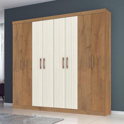 Guarda Roupa Casal Petropolis 8 Portas 2 Gav Atualle Móveis Canelato Rustico Natura Off White