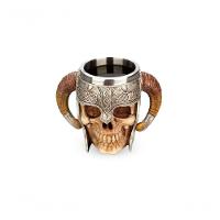 Caneca De Caveira Resina 3d Capacete Chifre Nórdico 400ml Alça Ambidestro Cerveja Chopp - 1