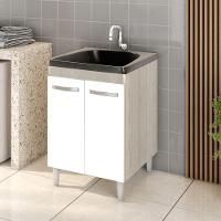 Balcão Gabinete Tanque Com Cuba 0,60x0,60 Vectra Elmo/branco Hr Móveis - 1