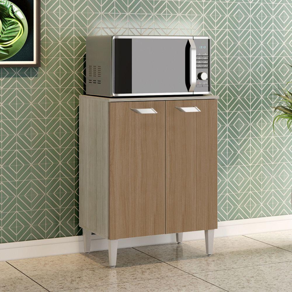 Balcão Multiuso Para Microondas Com 2 Portas Celta Elmo/marrom Hr Móveis - 1
