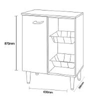 Fruteira Com 1 Porta E 2 Cestos 0,63 Cm Esmeralda Elmo/marrom Hr Móveis - 3