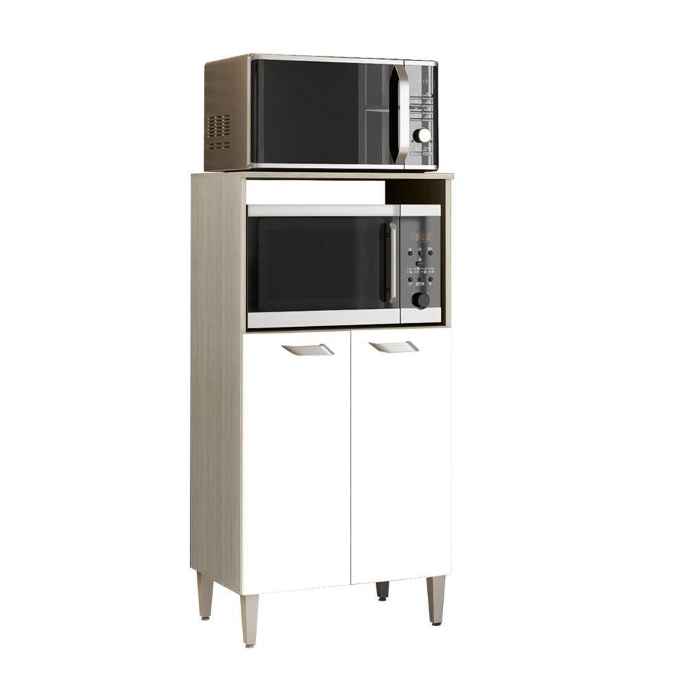 Balcão Multiuso Microondas E Fono Elétrico 2 Portas Prisma Elmo/branco Hr Móveis - 2