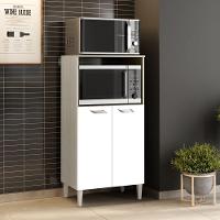 Balcão Multiuso Microondas E Fono Elétrico 2 Portas Prisma Elmo/branco Hr Móveis - 1