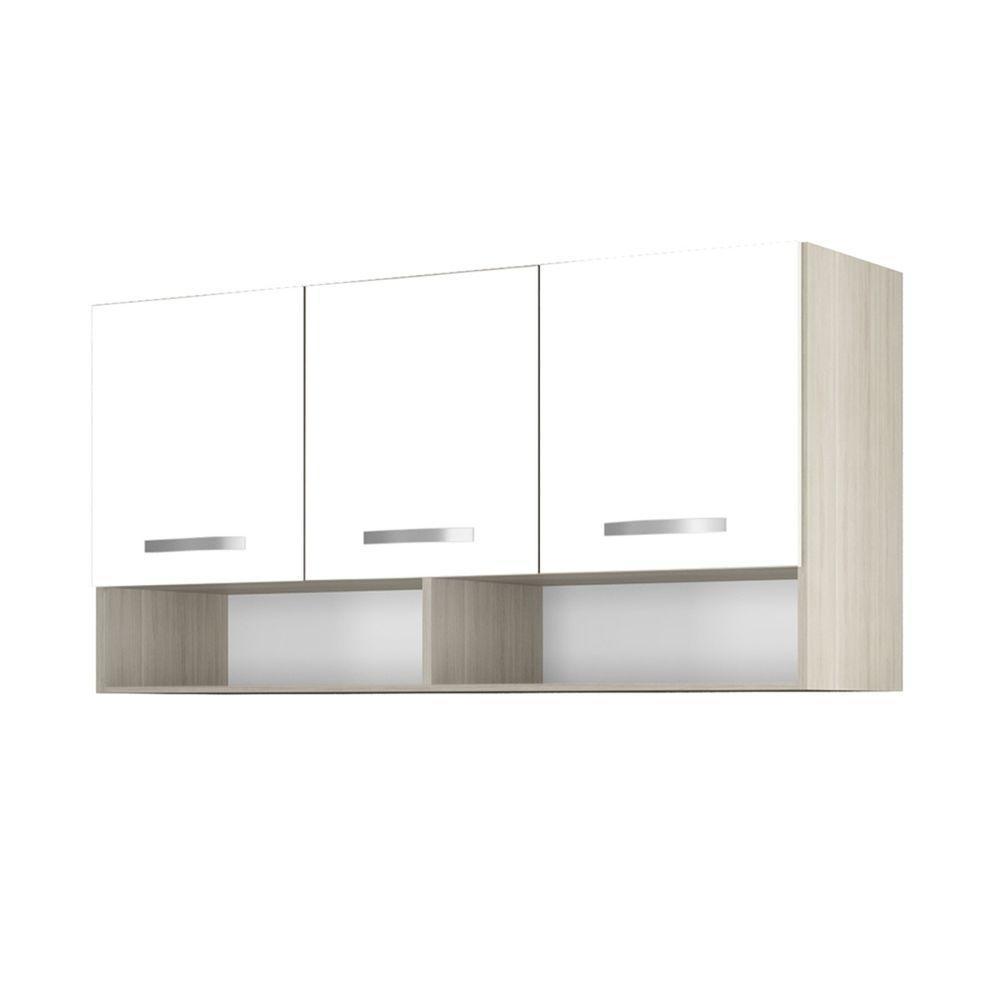 Armario Aereo Cozinha 3 Portas 1,20 M Com Nicho Alice Plus Elmo/branco Hr Móveis - 4