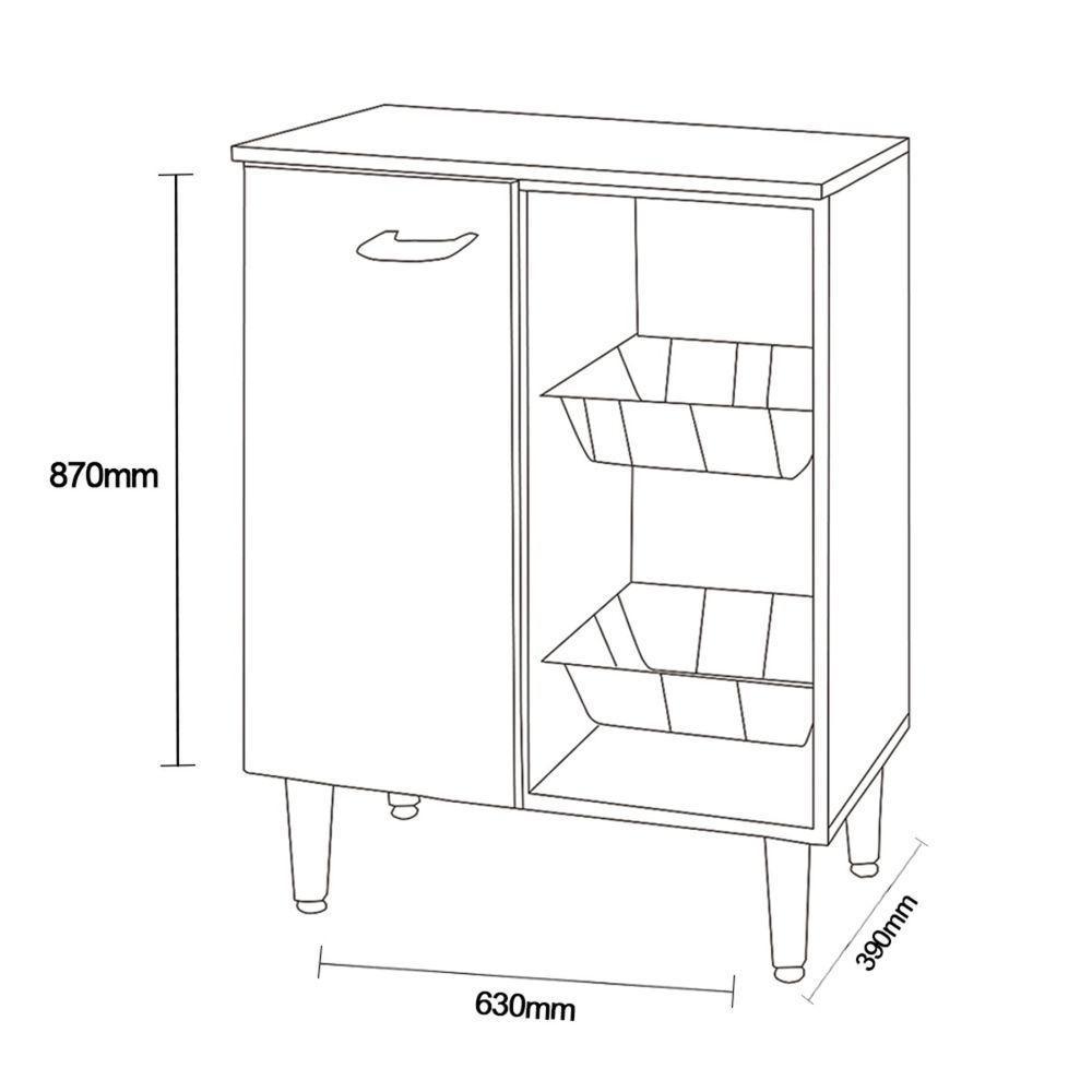 Fruteira Com 1 Porta E 2 Cestos 0,63 Cm Esmeralda Elmo/branco Hr Móveis - 4
