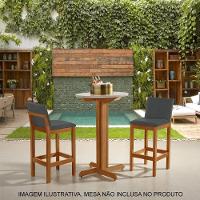 Kit 2 Banquetas Alta Luxo Pérola Com Encosto Estofada Em Veludo Cinza Madeira Maciça Castanho - 2