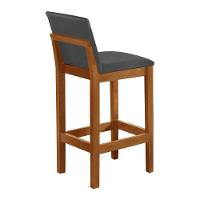 Kit 2 Banquetas Alta Luxo Pérola Com Encosto Estofada Em Veludo Cinza Madeira Maciça Castanho