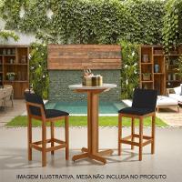 Kit 2 Banquetas Alta Pérola Com Encosto Estofada Em Veludo Preto Madeira Maciça Castanho - 2