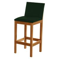 Kit 2 Banquetas Alta Luxo Pérola Com Encosto Estofada Em Veludo Verde Madeira Maciça Castanho - 5