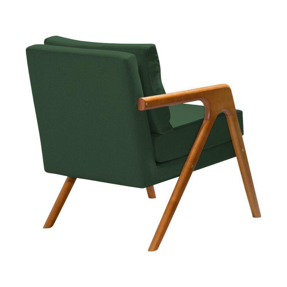 Poltrona Mona Luxo Onix Madeira Maciça Tecido Veludo Verde Web Holz - 4