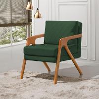 Poltrona Mona Luxo Onix Madeira Maciça Tecido Veludo Verde Web Holz - 1