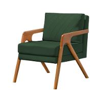Poltrona Mona Luxo Onix Madeira Maciça Tecido Veludo Verde Web Holz - 2