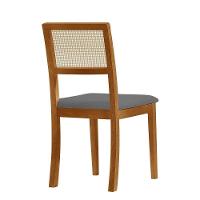 Kit 2 Cadeiras De Jantar Luxo Palha Estofadas Veludo Cinza Encosto Tela Sextavada Rubi Madeira Maciça