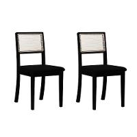 Kit 2 Cadeiras Estofada Veludo Encosto Em Tela Sextavada Rubi Madeira Maciça Preto - 1