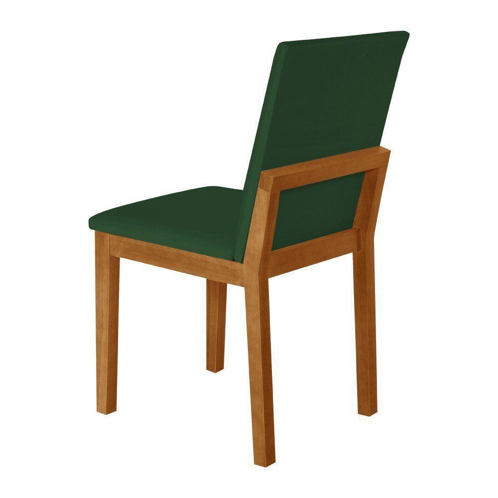 Kit 2 Cadeiras De Jantar Luxo Pérola Estofadas Em Veludo Verde Base Madeira Maciça Mel - 4