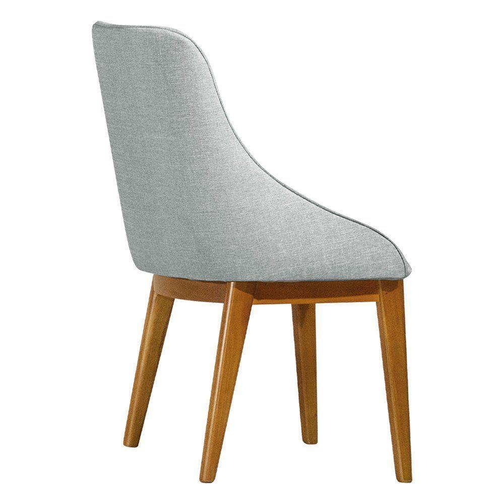 Kit 6 Cadeiras De Jantar Elisa Nobre Estofada Liso Linho Cinza Base Madeira Maciça Mel - 2