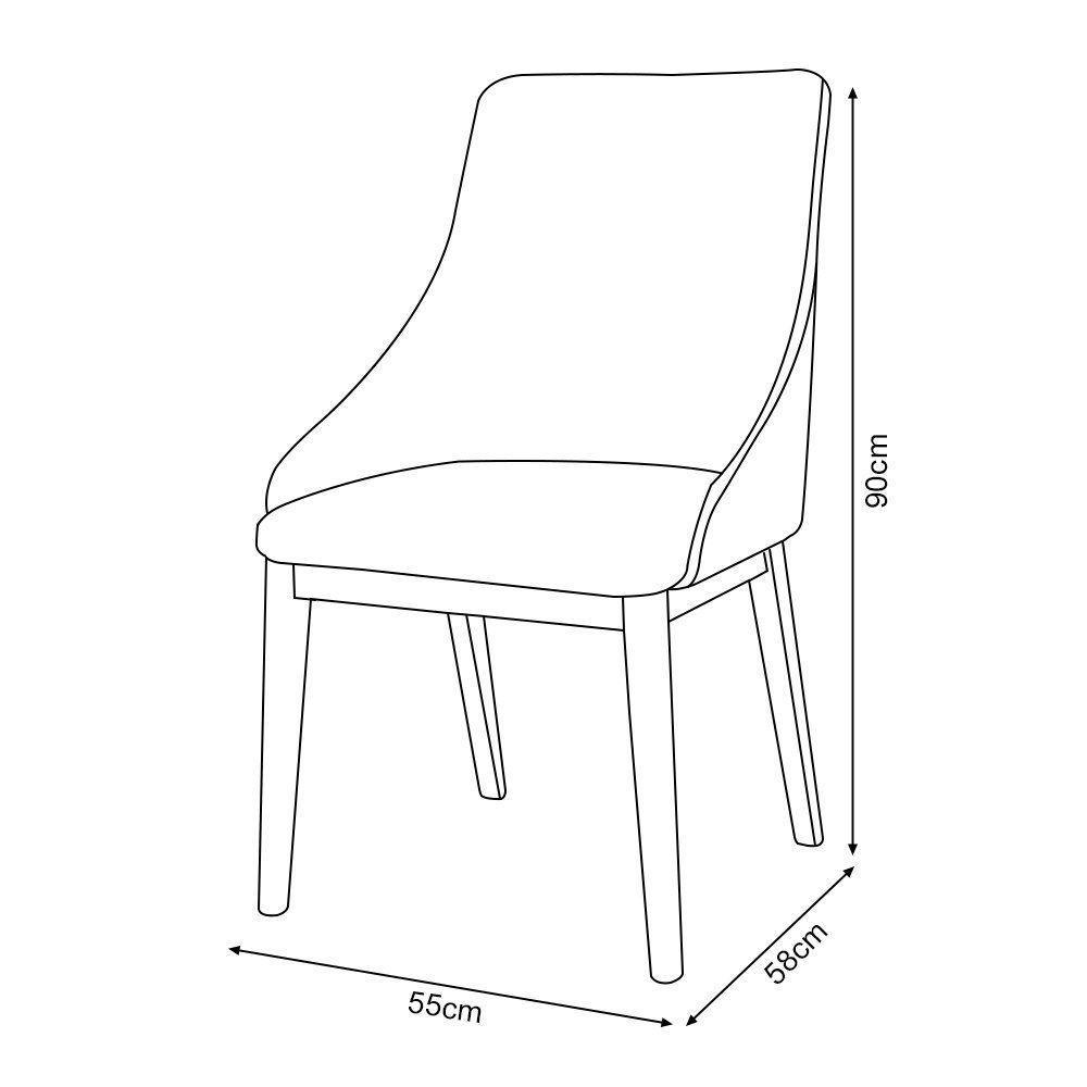 Kit 6 Cadeiras De Jantar Elisa Nobre Estofada Liso Linho Cinza Base Madeira Maciça Mel - 5