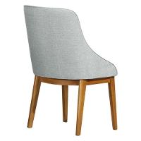 Kit 6 Cadeiras De Jantar Elisa Nobre Estofada Liso Linho Cinza Base Madeira Maciça Mel