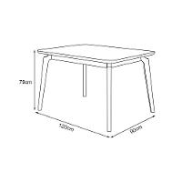 Mesa Jantar Jade Retangular 120x90cm Tampo Chanfrado Off White Base Madeira Maciça Mel - 2