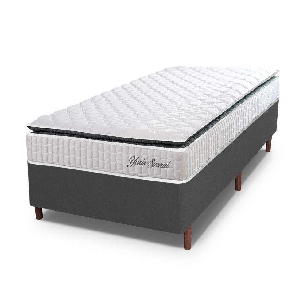 Cama Box Solteiro Hellen Colchão Com Molas Ensacadas Yaris Branco - 1