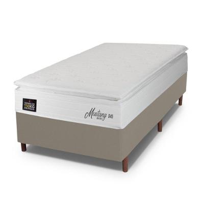 Cama Box Solteiro Mustang Espuma D45 com Pillow Top Branco Hellen Estofados e Colchões