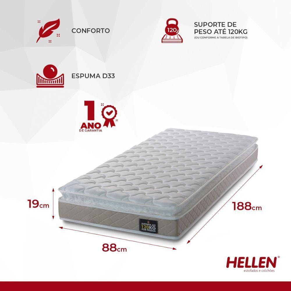 Cama Box Solteiro Hellen Espuma Premium D33 Pillow Top Branco - 4