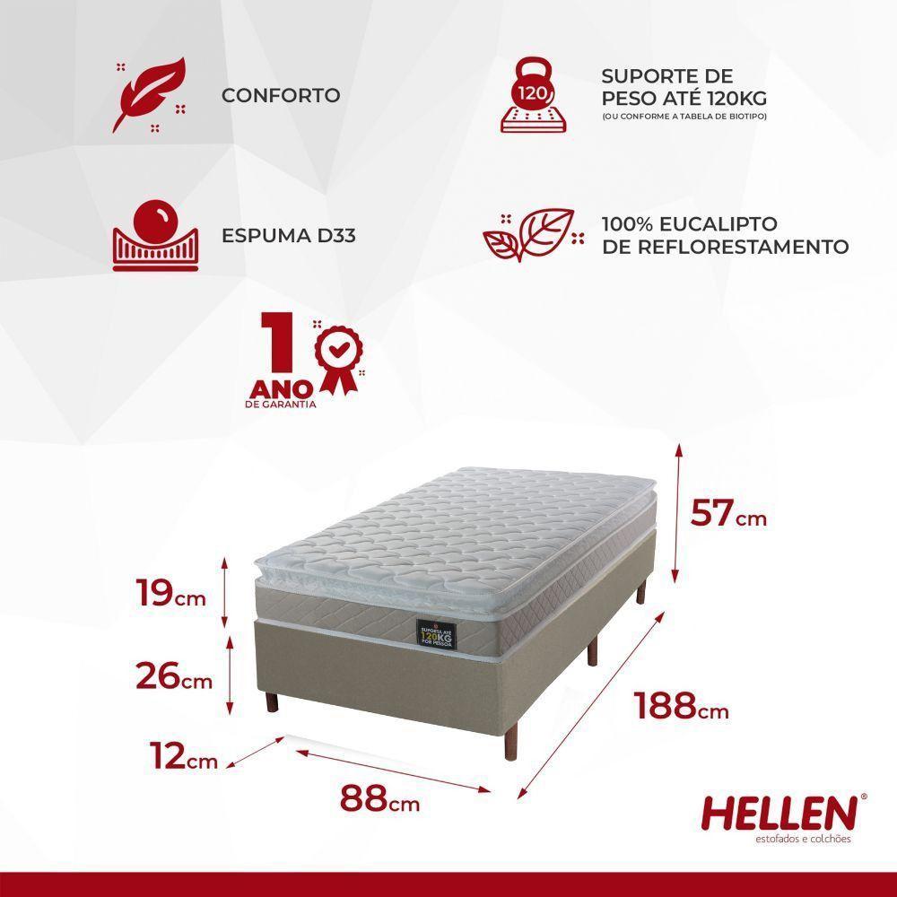 Cama Box Solteiro Hellen Espuma Premium D33 Pillow Top Branco - 5