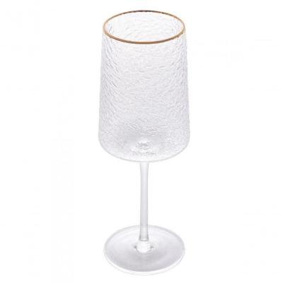 Jogo 4 Taça Vinho Cristal Martelado Petra Fio De Ouro - Lyor
