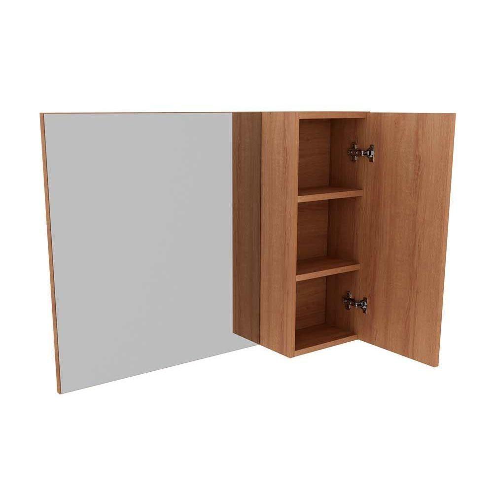 Conjunto De Banheiro Balcão C- Rodizios Bn3603 S- Cuba 80cm E Armário C- Espelho Bn3602 Amêndoa - Tecno Mobili - 3