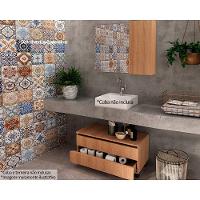 Conjunto De Banheiro Balcão C- Rodizios Bn3603 S- Cuba 80cm E Armário C- Espelho Bn3602 Amêndoa - Tecno Mobili - 1