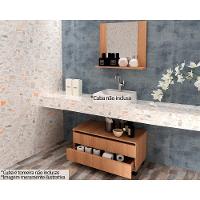 Conjunto De Banheiro Balcão C- Rodizios Bn3603 S- Cuba 80cm E Armário C- Espelho Bn3610 Amêndoa - Tecno Mobili - 1