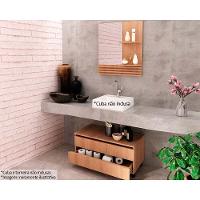 Conjunto De Banheiro Balcão C- Rodizios Bn3603 S- Cuba 80cm E Armário C- Espelho Bn3614 Amêndoa - Tecno Mobili - 1