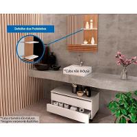 Conjunto De Banheiro Balcão C- Rodizios Bn3603 S- Cuba 80cm E Armário C- Espelho Bn3614 Amêndoa - Tecno Mobili - 2