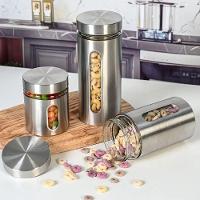 Jogo De 3 Potes Para Mantimentos Vidro E Aço Inox - 7