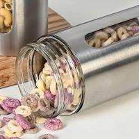 Jogo De 3 Potes Para Mantimentos Vidro E Aço Inox - 8