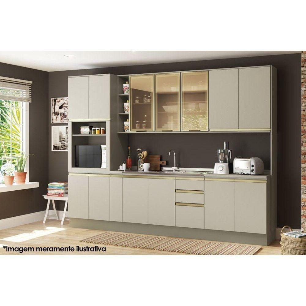 Módulo Cozinha Henn Connect Armário C- 3 Portas C- Vidro 120cm Off White-henn - 4