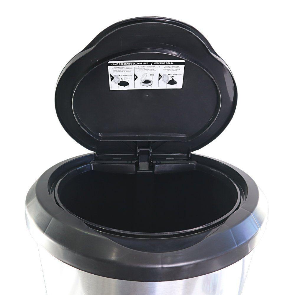Lixeira Com Pedal Label Prata 20 Litros - 4